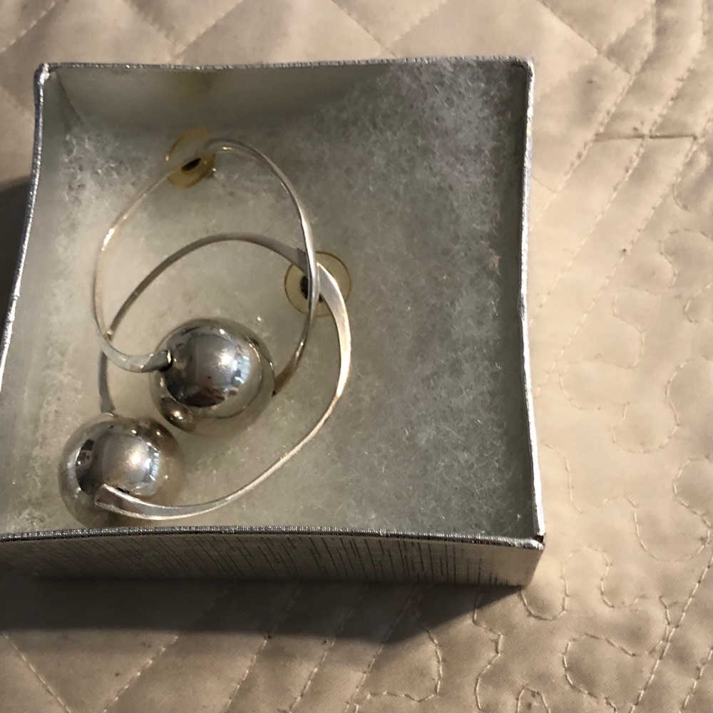 Silver Ball Hoop Earrings - Classic Women Jewelry